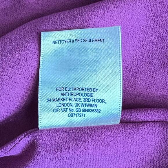 Maeve Anthropologie Velvet Burnout Blouse XS Pink‎ Gold Floral Sheer Silk Blend - Picture 11 of 11